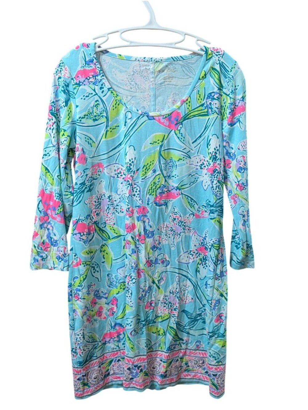 Lilly Pulitzer Beacon Dress Sway This Way Bali Blue size M 100% Cotton